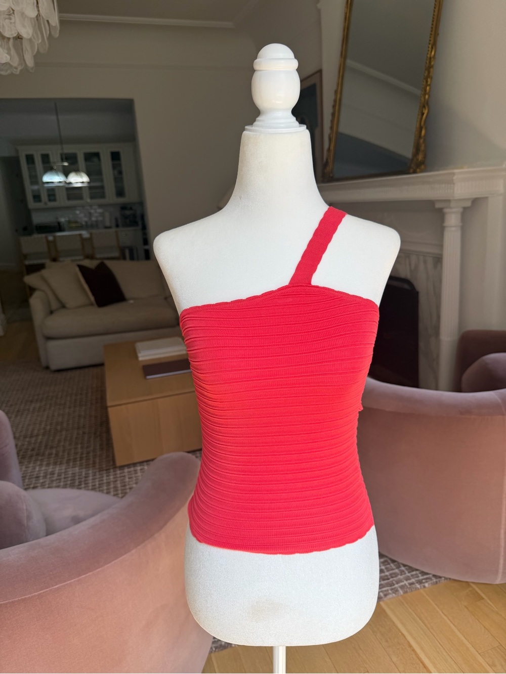 superdown One-Shoulder Red Ribbed Camisole